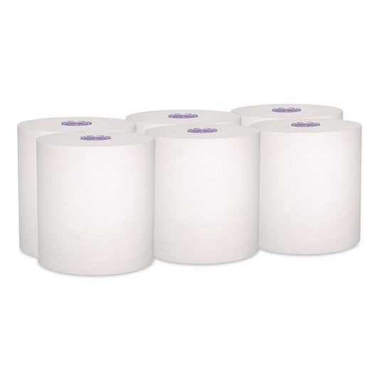 100% Recycled Hard Roll Paper Towels, 1-Ply, 8" x 700 ft, White, 6/Carton