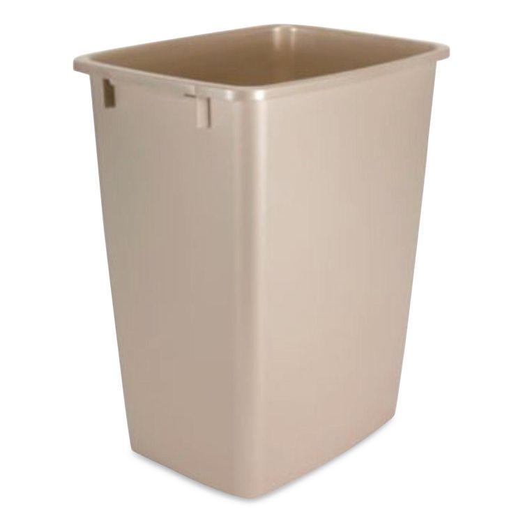 Open-Top Wastebasket, 9 gal, Plastic, Bisque, 6/Carton