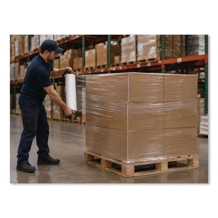 Stretch Film and Shrink Wrap, A and B, 18" x 1,500 ft, 57-Gauge, Clear, 4/Carton