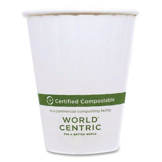 Double Wall Paper Hot Cups, 8 oz, White, 1,000/Carton