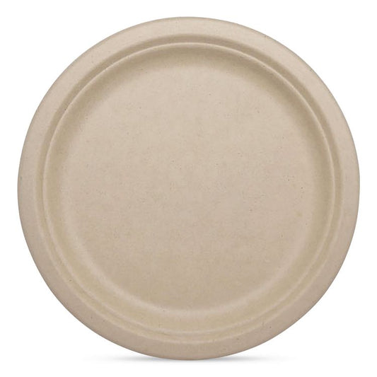 Fiber Plates, Paper, 9.1" dia, Natural, 1,000/Carton