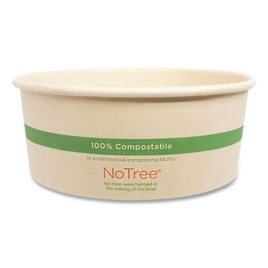 No Tree Wide Paper Bowls, 24 oz, 5.9" Diameter x 2.4" h, Natural, Sugarcane, 300/Carton