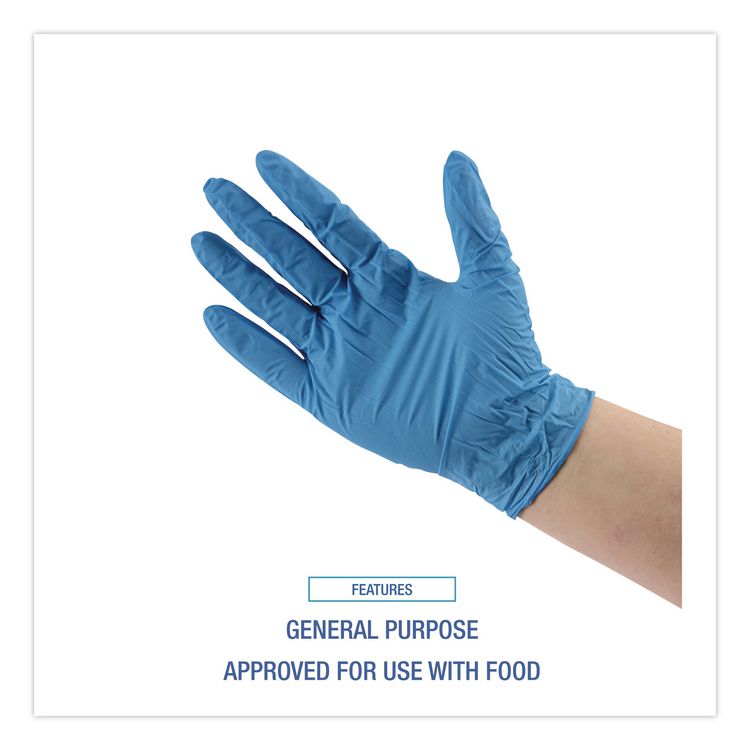 Blue Disposable Nitrile Gloves, 370 Series, Powder-Free, X-Large, 3 mil Thick, 9.5" Long, Blue, 100/Box, 10 Boxes/Carton