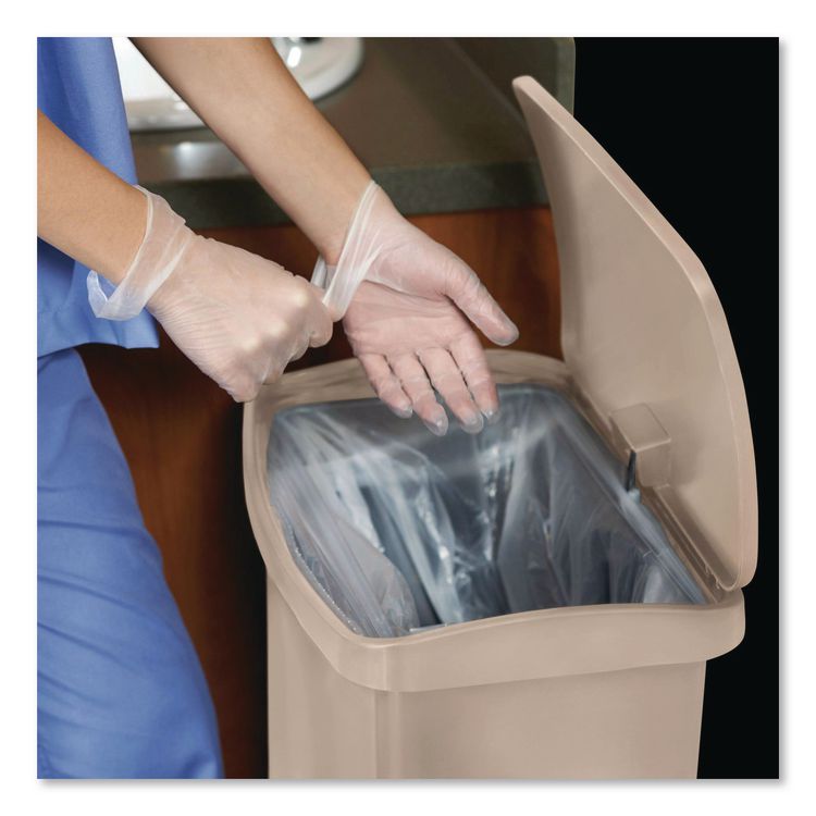 Streamline Resin Step-On Container, End Step Style, 4 gal, Resin, Beige