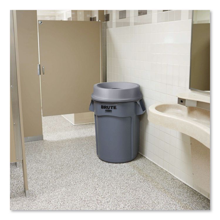 Round BRUTE Funnel Top Receptacle, For 32-Gallon Containers, 22.38" Diameter x 5h, Gray