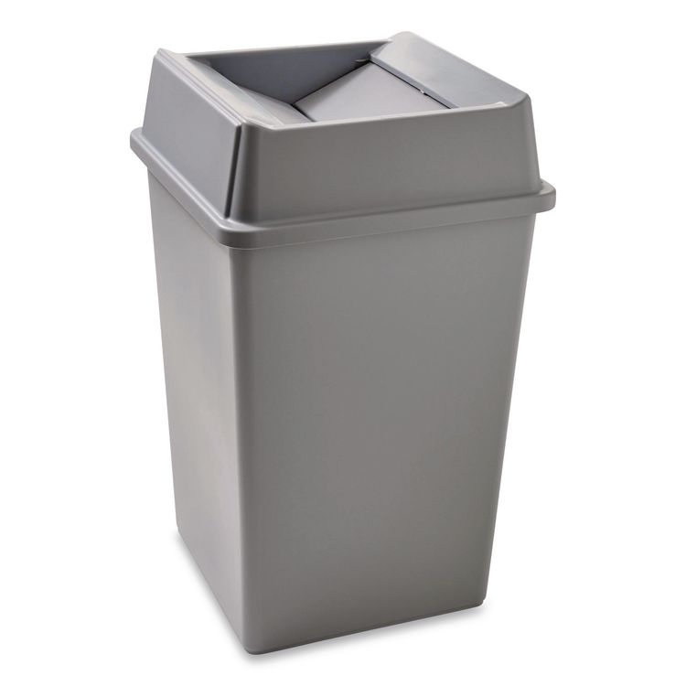 Untouchable Square Swing Top Lid, Plastic, 20.13w x 20.13d x 6.25h, Gray