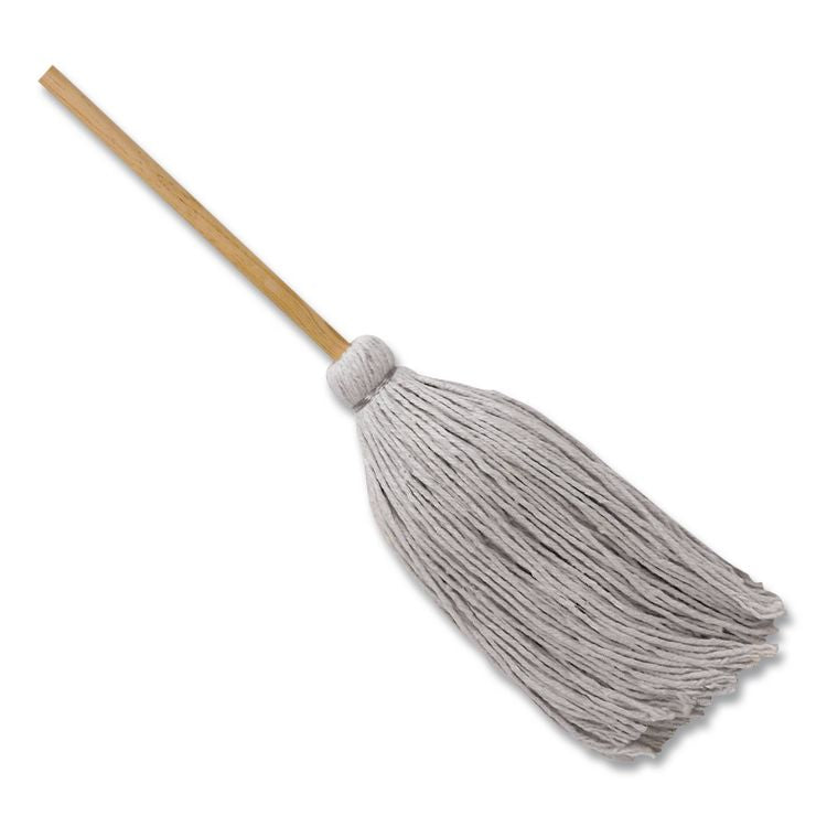 Cotton Deck Mop, #20 White Cotton Head, 50" Wood Handle, 12/Carton