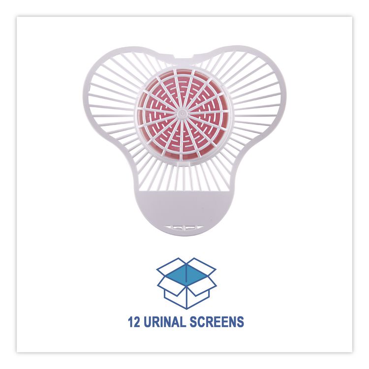 Urinal Screen with Para Deodorizer Block, Cherry Scent, Red/White, 3 oz, 12/Box