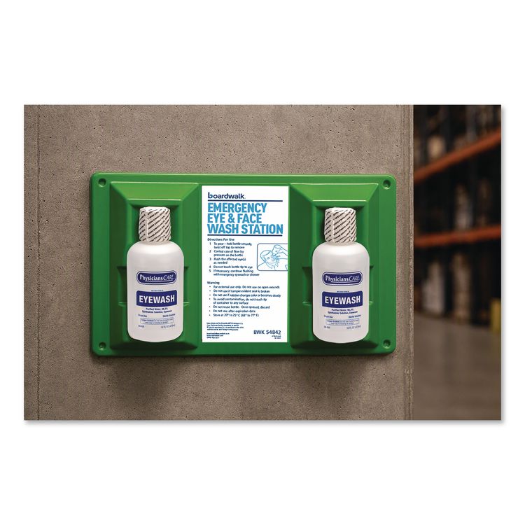 Emergency Eyewash Station, 16 oz Bottle, 2 Bottles/Station