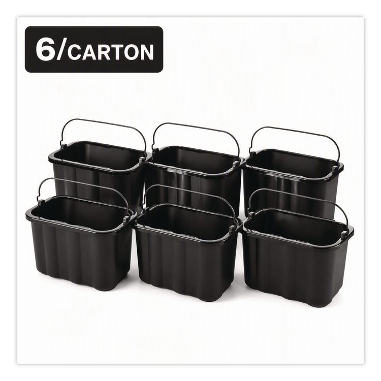 Heavy-Duty Cleaning Cart Caddy, 10 qt, Black, 6/Carton