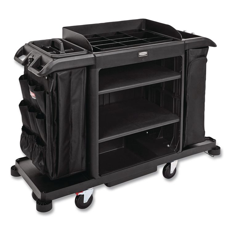 Fabric 9-Pocket Cart Organizer, 19.8 x 1.5 x 27.5, Black, 6/Carton