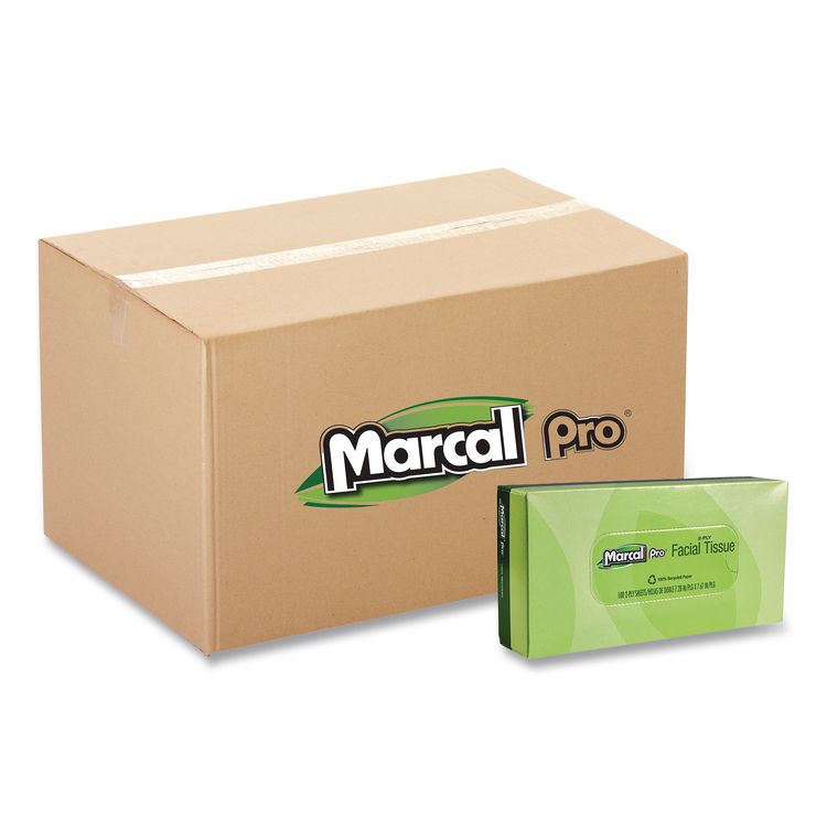 100% Recycled Convenience Pack Facial Tissue, 2-Ply, White, 100 Sheets/Box, 30/Carton