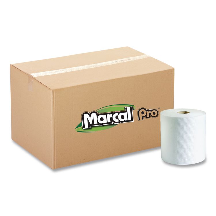 100% Recycled Hardwound Roll Paper Towels, 1-Ply, 7.88" x 800 ft, White, 6 Rolls/Carton