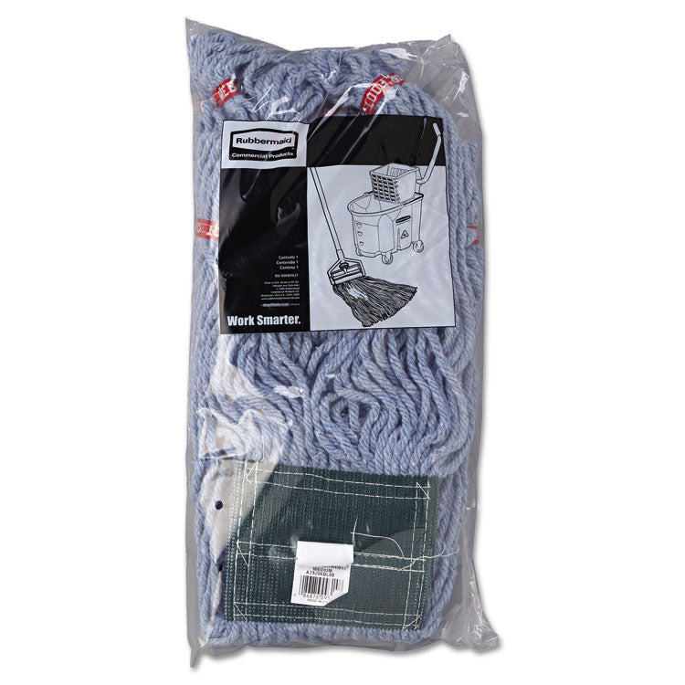 Web Foot Wet Mop Head, Shrinkless, Cotton/Synthetic, Medium, Blue, 6/Carton