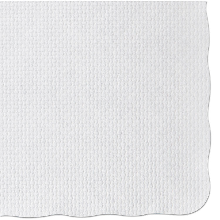 Placemats, Knurl Embossed Surface, Scalloped Edges, 13.5" x 9.5", White, 1,000/Carton
