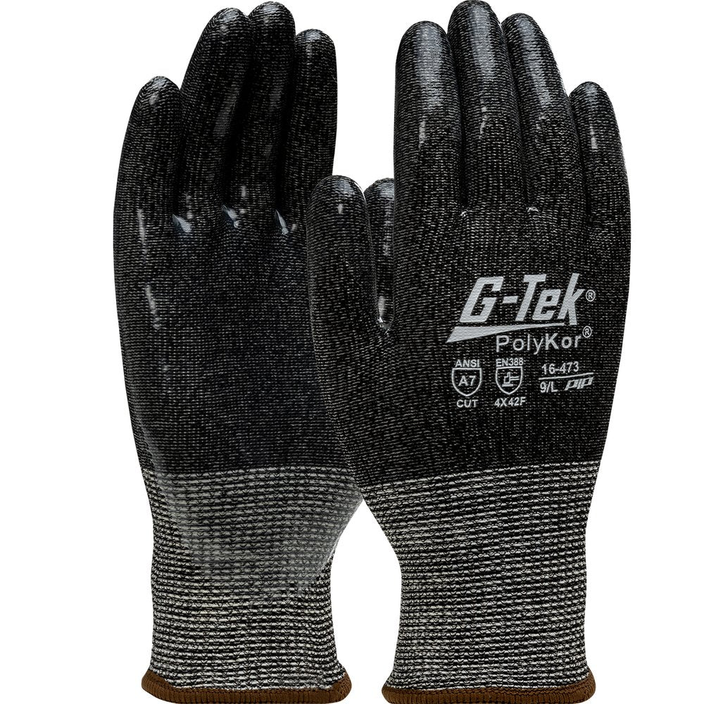 G-Tek by PIP Knit Polykor Glove Silicone Grip PALM/FING M, 12 Pairs/Dozen