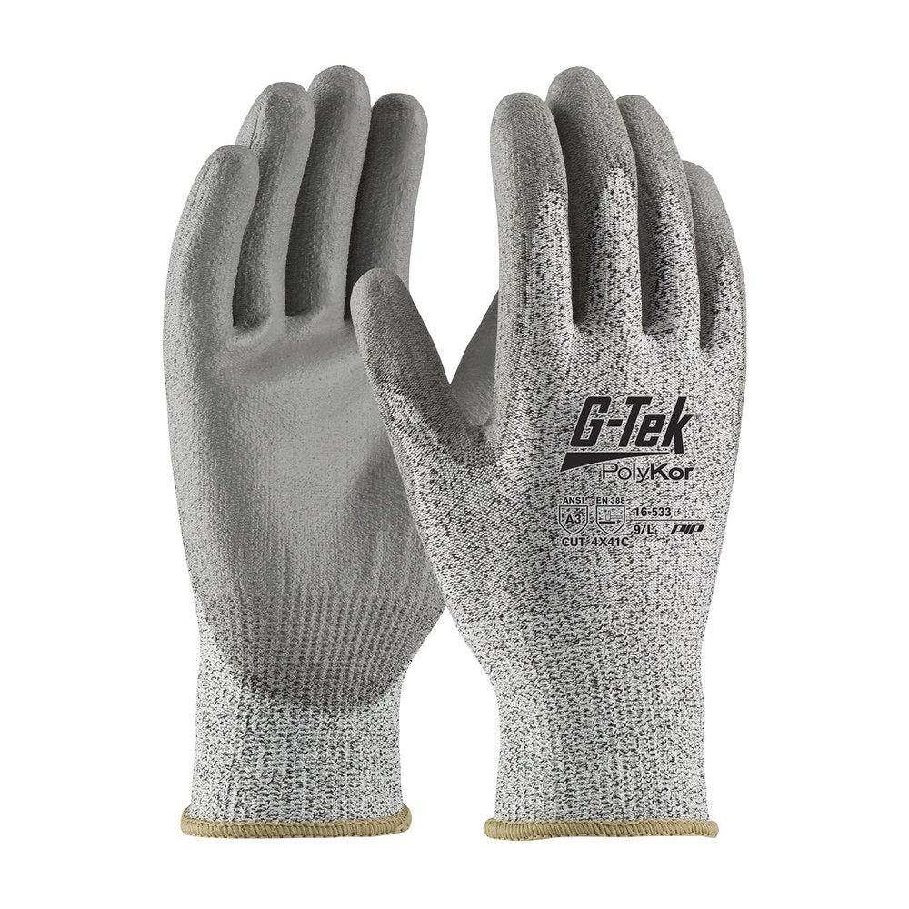 G-Tek by PIP Econ Knit Polykor Glovepolyurethane Grip P/F L, 12 Pairs/Dozen