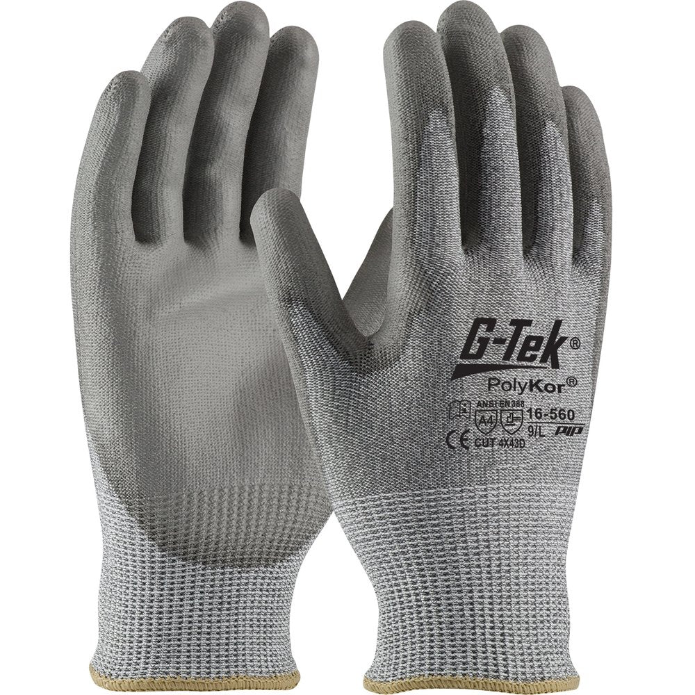 G-Tek by PIP Knit Polyk. Glove Polyurethane Grip L, 12 Pairs/Dozen