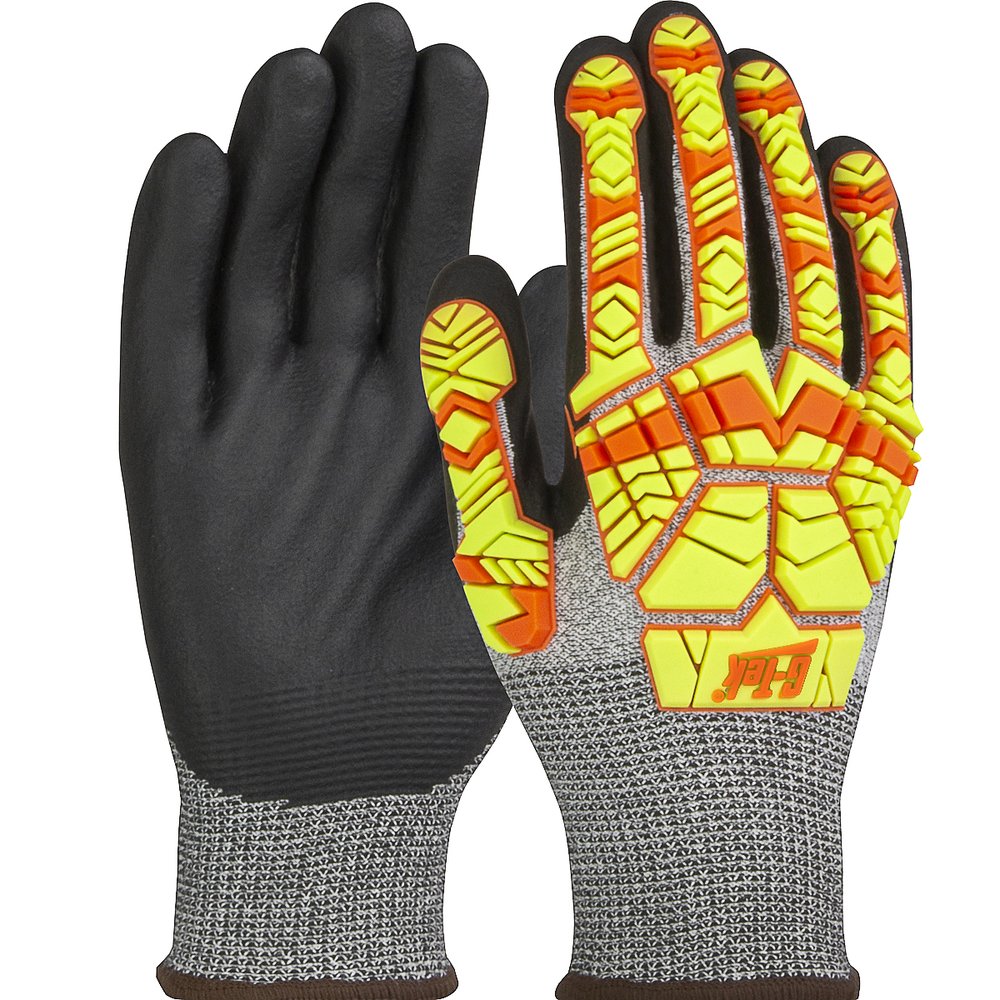 G-Tek by PIP Seamless Glove W Hi-visfoam Grip ON Palm & Fing, 6 Pairs/Pack