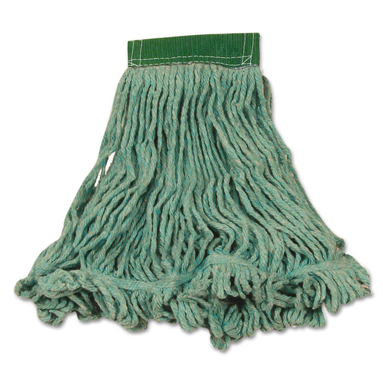 Super Stitch Blend Mop Heads, Cotton/Synthetic, Medium, Green, 6/Carton