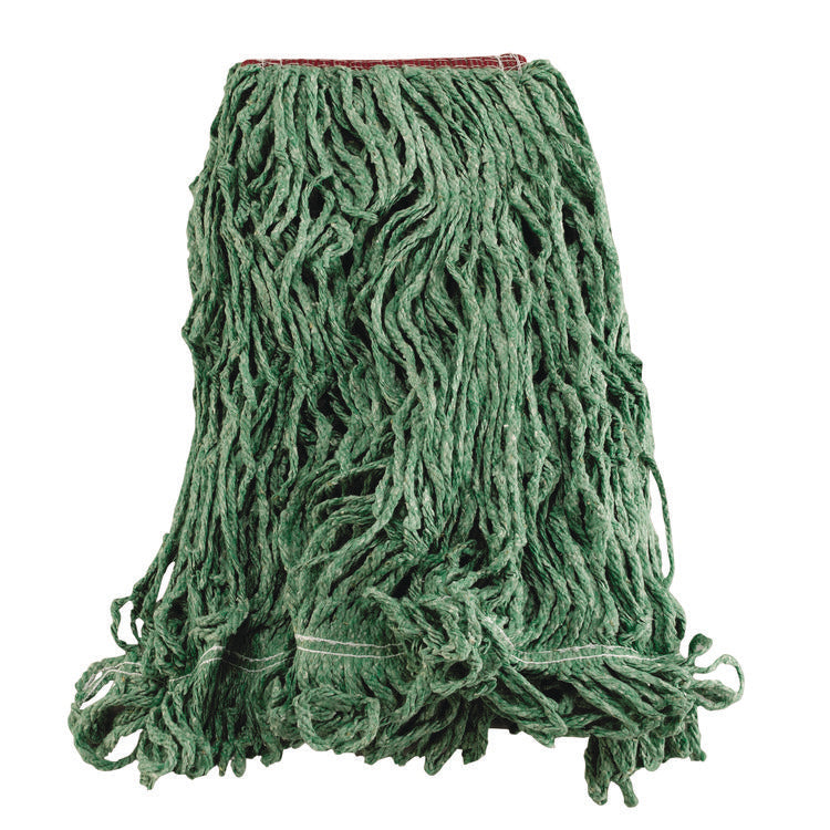 Super Stitch Blend Mop Heads, Cotton/Synthetic, Large, Green 6/Carton
