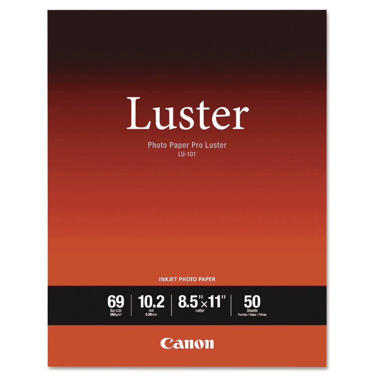 PRO Luster Inkjet Photo Paper, 10.2 mil, 8.5 x 11, Luster White, 50/Pack