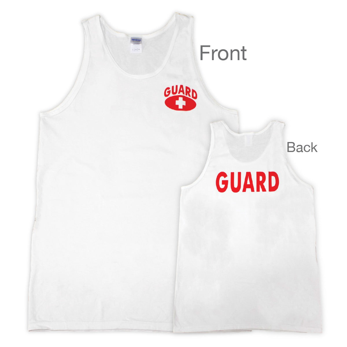 Kemp USA GUARD White Tank Top, Printed Front & Back, Large