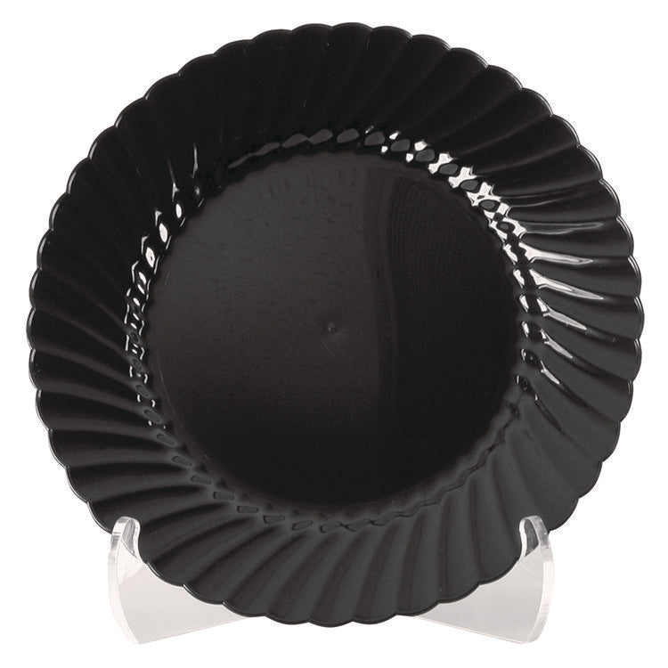 Classicware Plastic Plates, 9" dia, Black, 10/Pack, 18 Packs/Carton