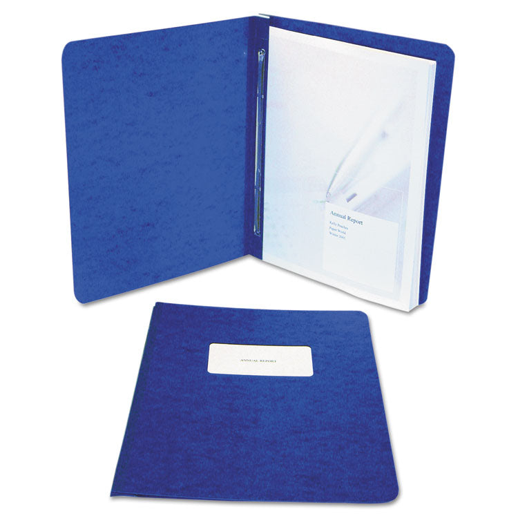 PRESSTEX Report Cover with Tyvek Reinforced Hinge, Side Bound, Two-Piece Prong Fastener, 3" Capacity, 8.5 x 11, Dark Blue