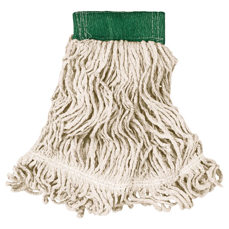 Super Stitch Looped-End Wet Mop Head, Cotton/Synthetic, Medium, Green/White