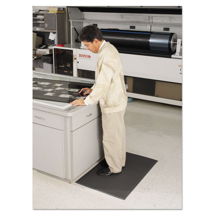 Air Step Anti-Fatigue Mat, Rectangular, Black Ribbed Surface, 24" x 36"