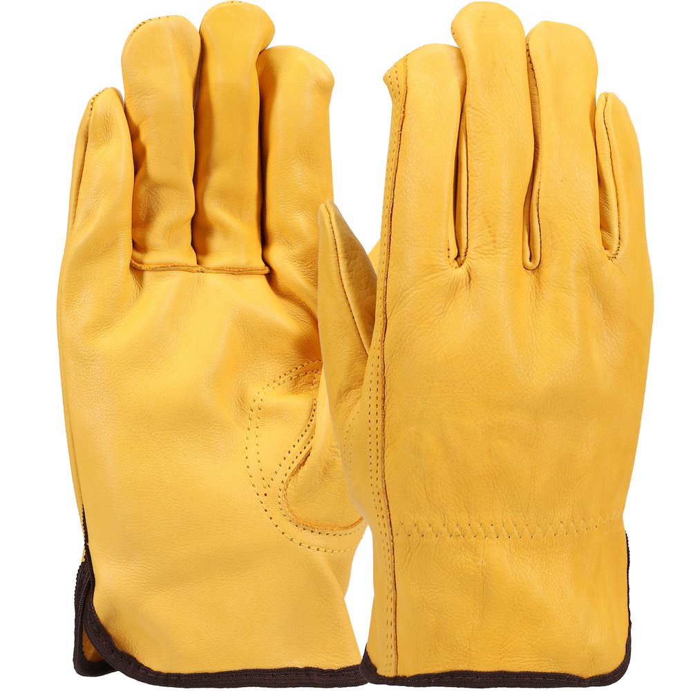 PIP REG Gold Cowhide Leatherglove Keystone-thumb M, 12 Pairs/Dozen