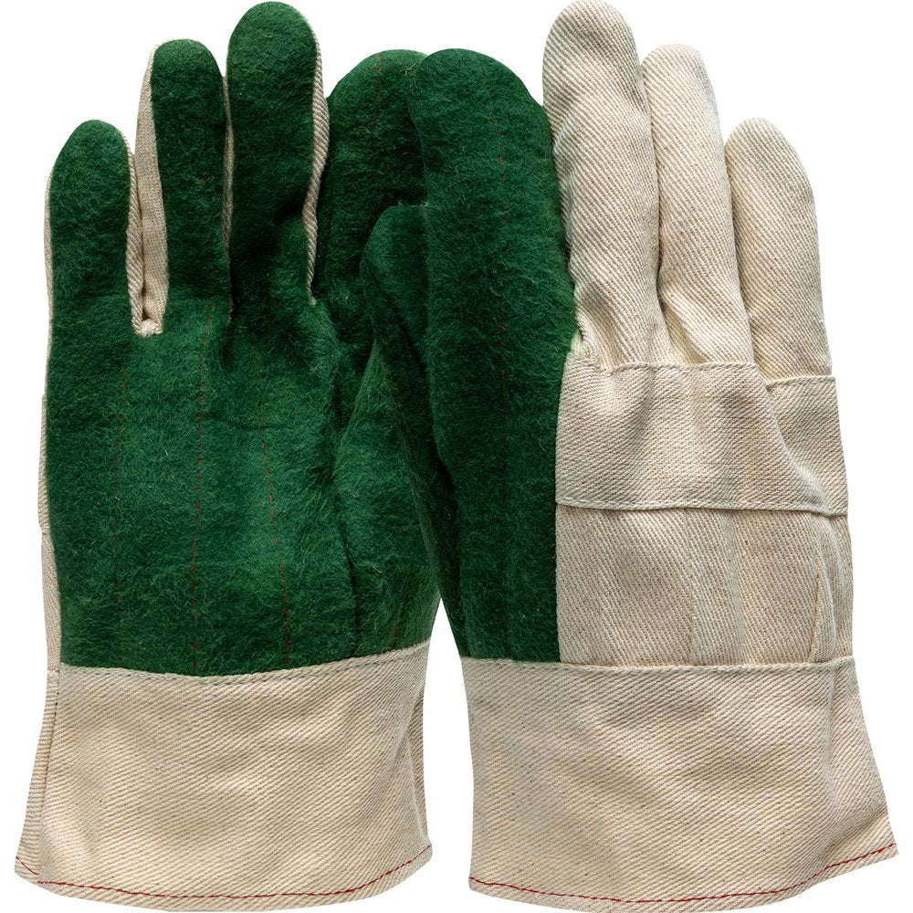 BOSS by PIP 3-PLY Mill Napout GRN Palm W Btop Cuff S-thumb L, 12 Pairs/Dozen