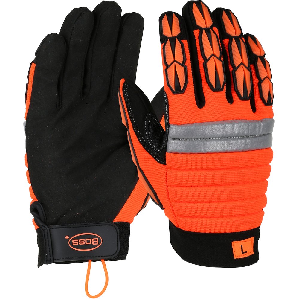 BOSS by PIP SYN Leather Palm PADDEDBACK/FINGER TPR IP 2X, 12 Pairs/Dozen