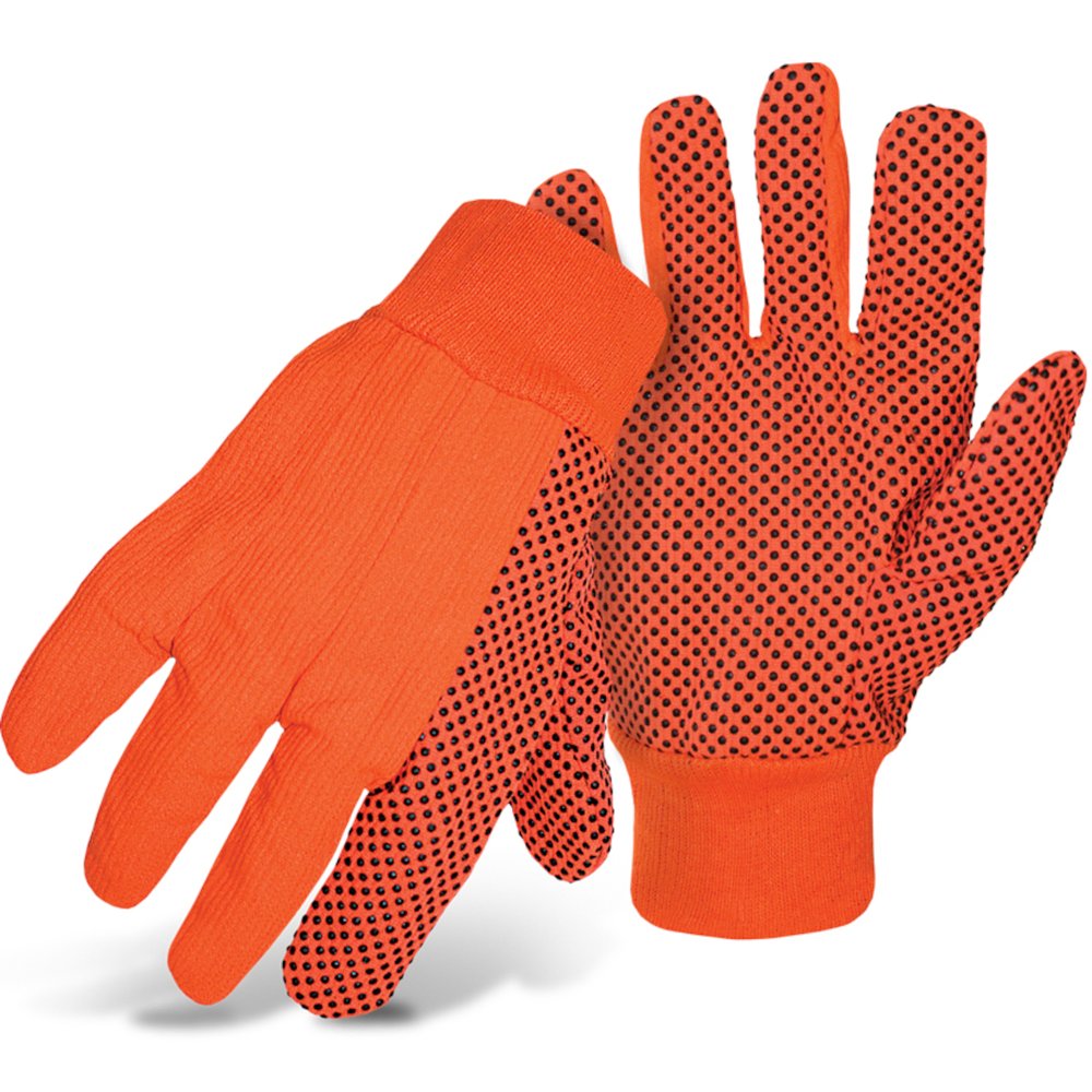 PIP HI-VIS ORG Corded Glovedot Grip 10OZ S-palm L, 12 Pairs/Dozen
