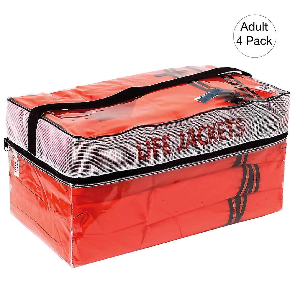 Kemp USA Type II Life Jackets, 4-Pack in Carry Case, Orange, Adult, USCG