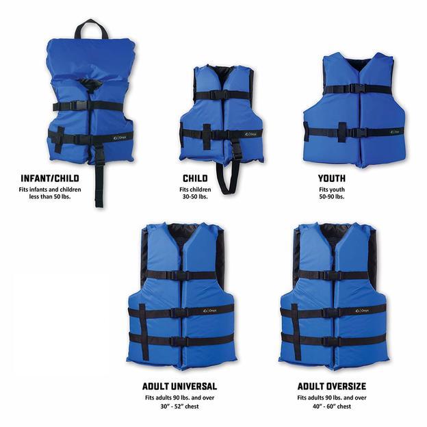 Kemp USA Life Jackets, 4-Pack in Carry Case, 2 Blue / 2 Red, Adult, USGC, Type III