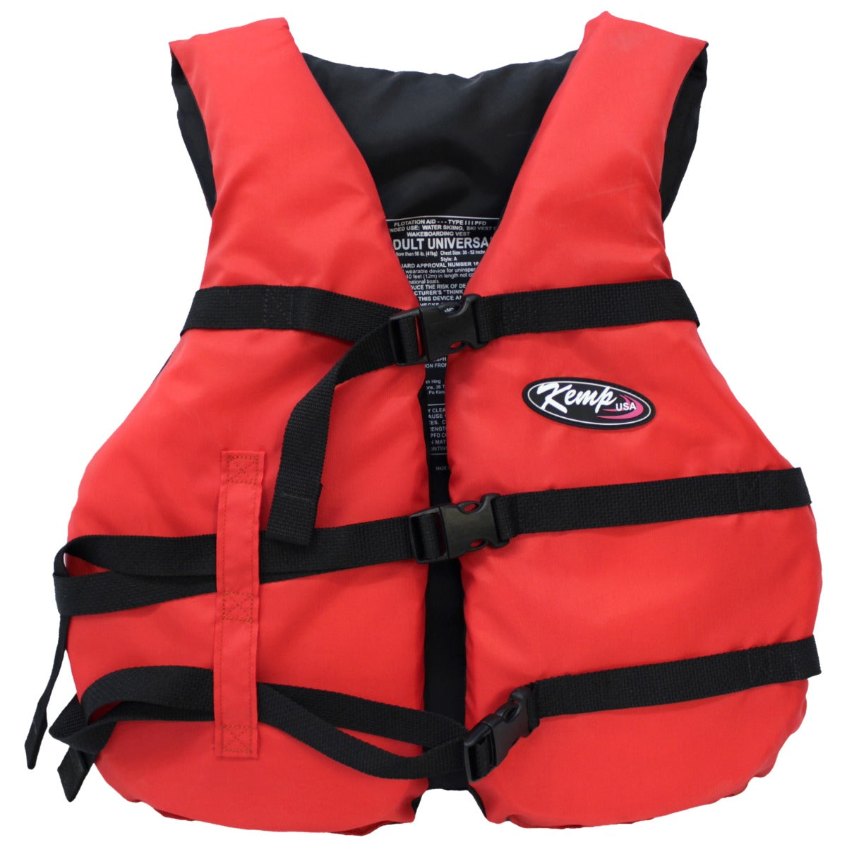 Kemp USA Life Jacket, Red & Black, Adult, USCG, Type III
