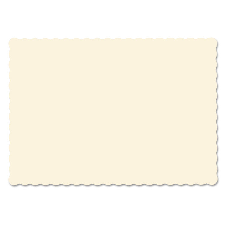 Placemats, Smooth Surface, Scalloped Edges, 13.5" x 9.5", Ecru, 1,000/Carton