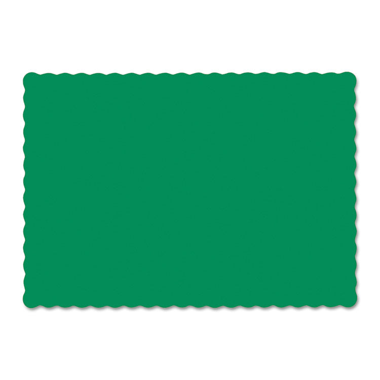 Placemats, Smooth Surface, Scalloped Edges, 13.5" x 9.5", Jade, 1,000/Carton