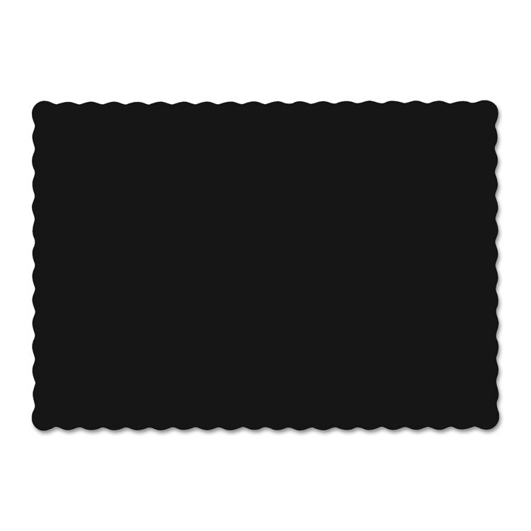 Placemats, Smooth Surface, Scalloped Edges, 13.5" x 9.5", Black, 1,000/Carton