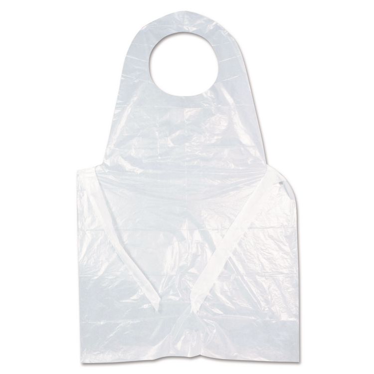 Heavyweight Poly Aprons, 28 x 46, 1 mil, One Size Fits Most, White, 500/Carton