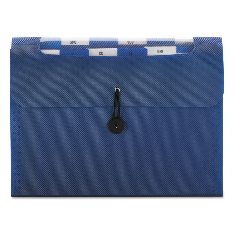 Step Index Organizer, 12 Sections, Cord/Hook Closure, 1/6-Cut Tabs, Letter Size, Navy