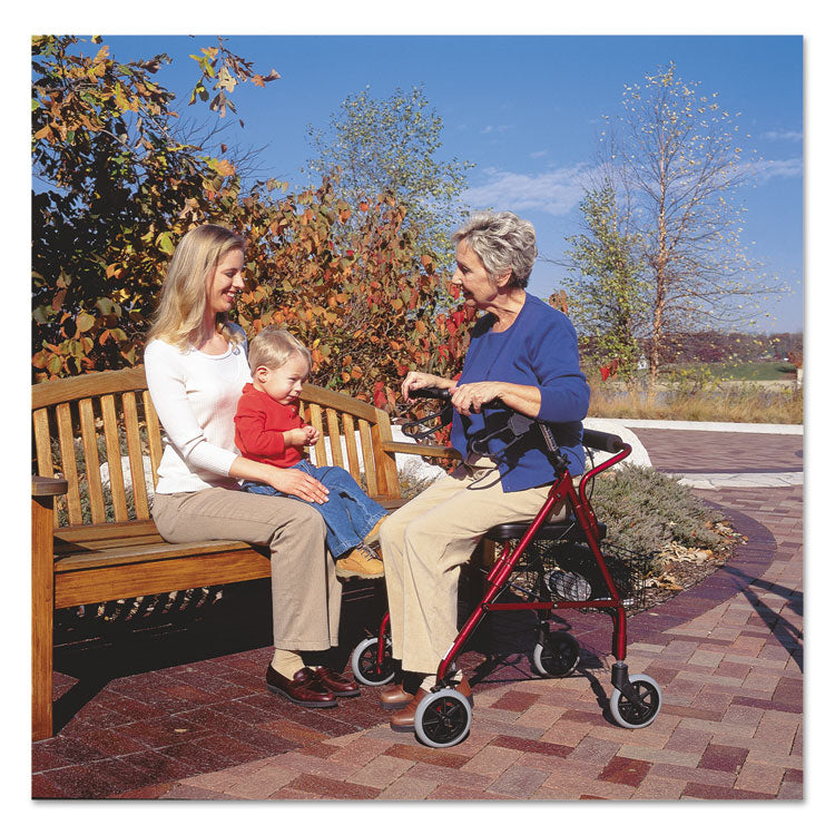Ultra Lightweight Rollator, Adjusts 33.75" to 38", 300 lbs Capacity, Burgundy