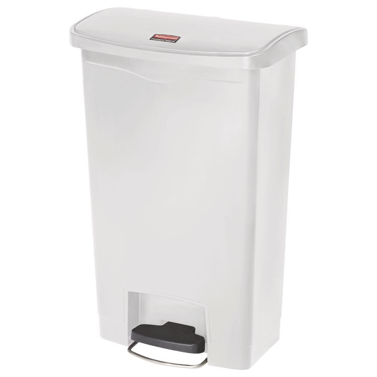 Streamline Resin Step-On Container, Front Step Style, 13 gal, Polyethylene, White