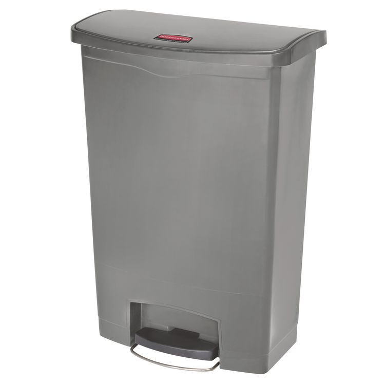 Streamline Resin Step-On Container, Front Step Style, 24 gal, Polyethylene, Gray