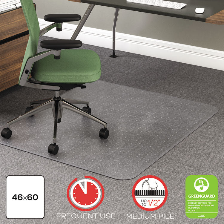 RollaMat Frequent Use Chair Mat for Medium Pile Carpeted Floors, Rectangular, Beveled Edges, 46" x 60", Clear, Ships Flat