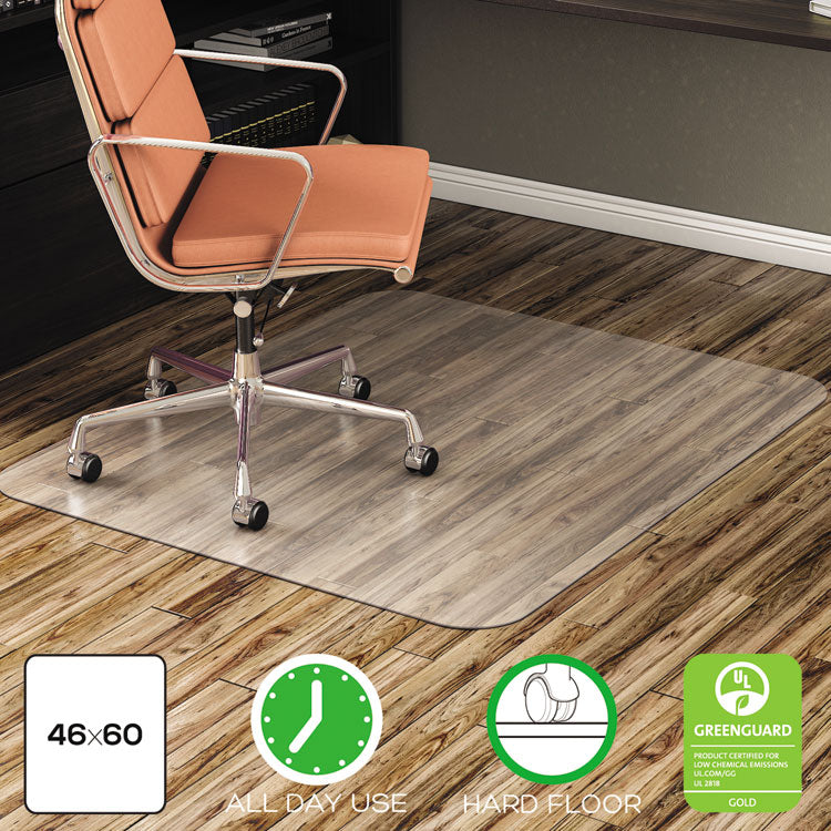 EconoMat Non-Studded All Day Use Chair Mat for Hard Floors, Rectangular, 46" x 60", Clear, Ships Flat