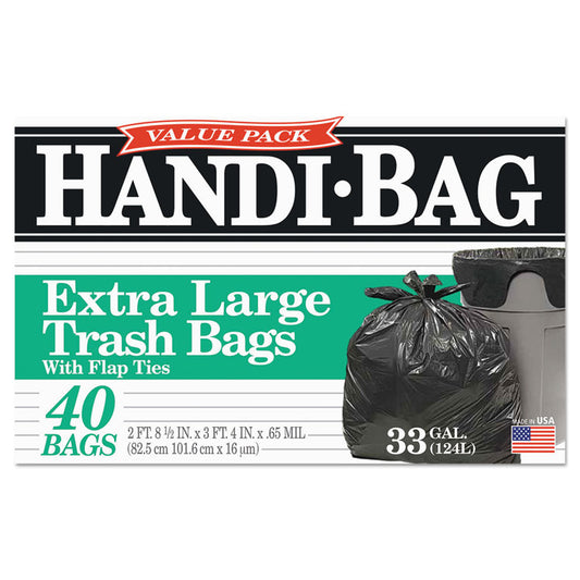 Super Value Pack Can Liners, 33 gal, 0.65 mil, 32.5" x 40", Black, 40/Box