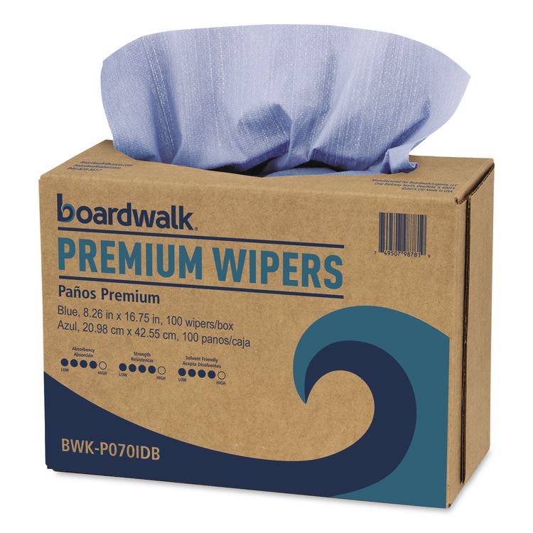 Hydrospun Wipers, 8.26 x 16.75, Blue, 100 Wipes/Box, 10 Boxes/Carton